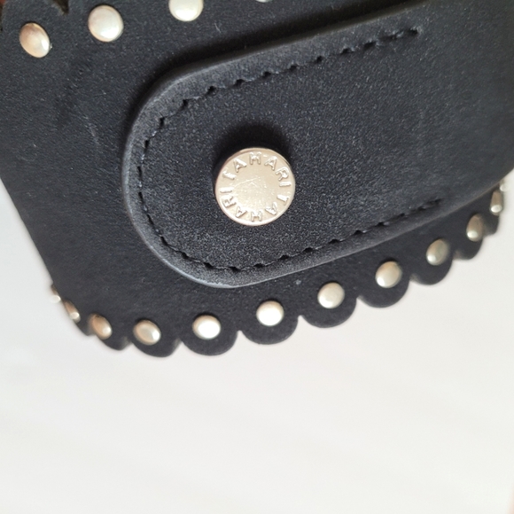 TAHARI Scallop Hem Stud Black & Silver Stud Accent Belt - Picture 4 of 10